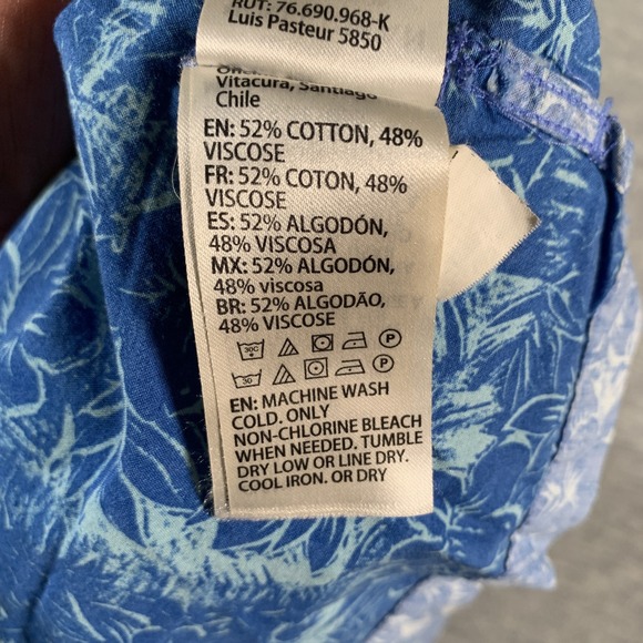 Quiksilver Waterman Shirt Mens Small Blue White Floral Hawaiian Button Up Casual - Picture 9 of 11